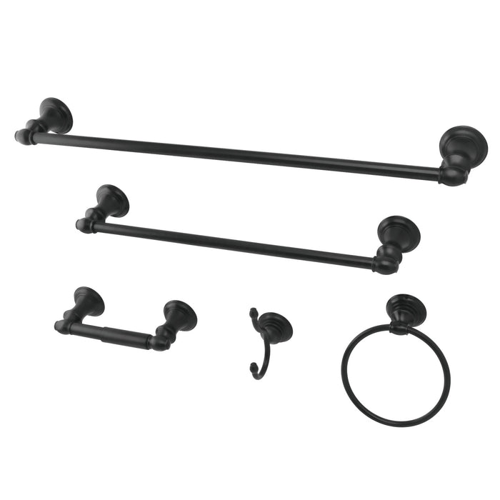 Provence BAHK2612478K 5-Piece 18-Inch and 24-Inch Towel Bars Bathroom Accessory Set, Matte Black