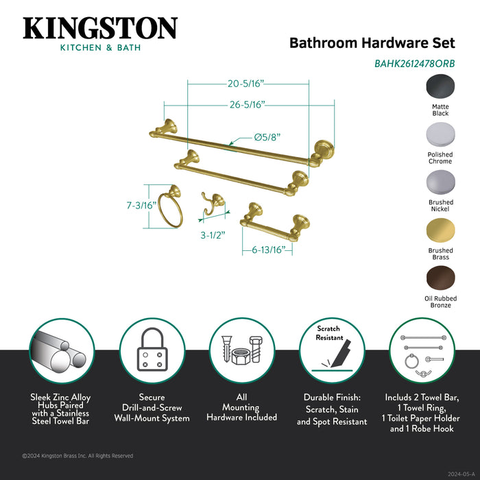 Provence BAHK2612478ORB 5-Piece 18-Inch and 24-Inch Towel Bars Bathroom Accessory Set, Oil Rubbed Bronze