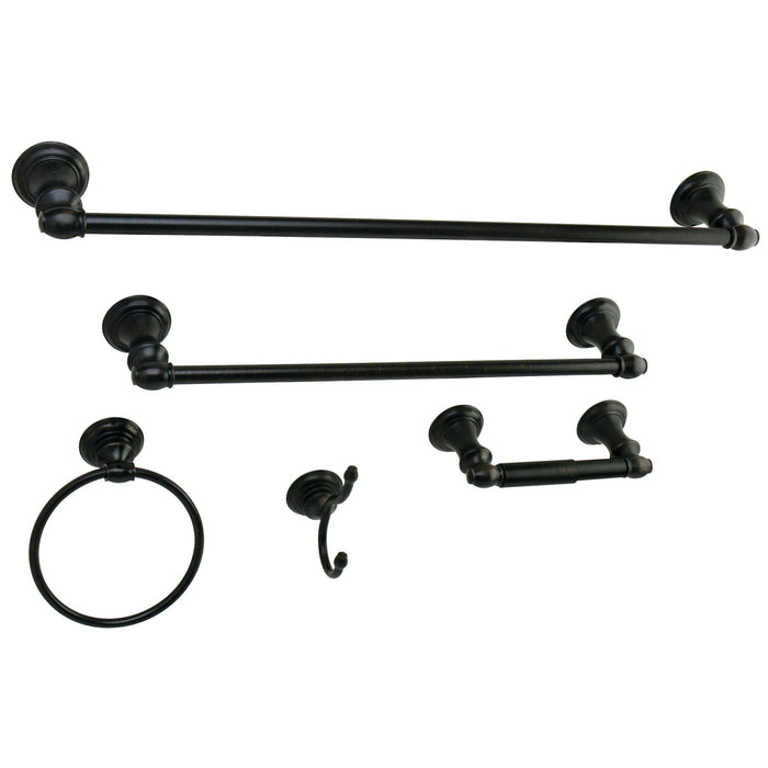 Provence BAHK2612478ORB 5-Piece 18-Inch and 24-Inch Towel Bars Bathroom Accessory Set, Oil Rubbed Bronze