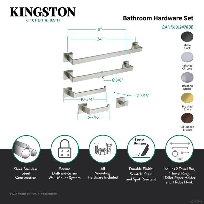 Markus BAHK6012478BB 5-Piece 18-Inch and 24-Inch Towel Bars Bathroom Accessory Set, Brushed Brass