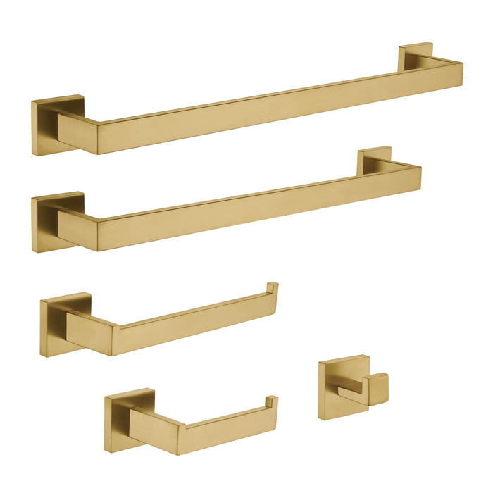 Markus BAHK6012478BB 5-Piece 18-Inch and 24-Inch Towel Bars Bathroom Accessory Set, Brushed Brass