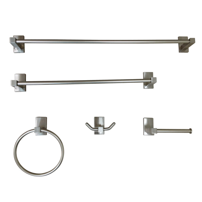 Continental BAHK8212478SN 5-Piece 18-Inch and 24-Inch Towel Bars Bathroom Accessory Set, Brushed Nickel