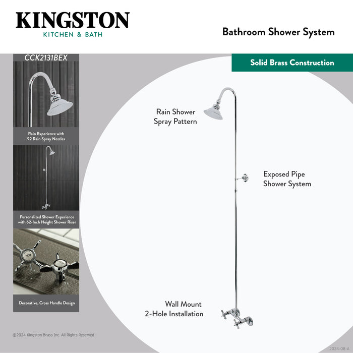 Essex CCK2138BEX Wall Mount Shower Combo, Brushed Nickel