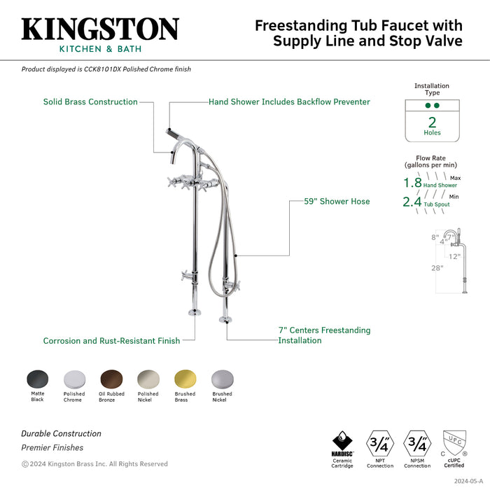 Concord CCK8101DX Freestanding Tub Faucet with Supply Line and Stop Valve, Polished Chrome