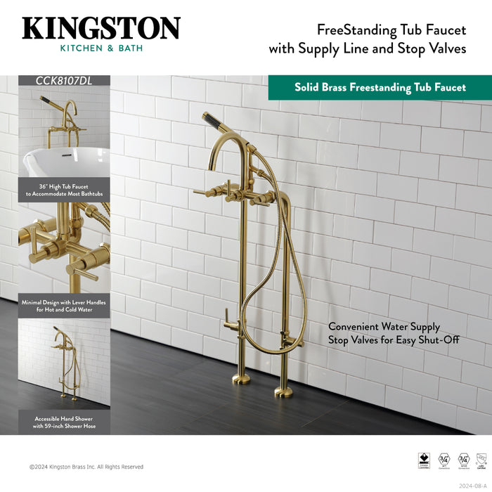 Concord CCK8107DL Freestanding Tub Faucet with Supply Line and Stop Valve, Brushed Brass