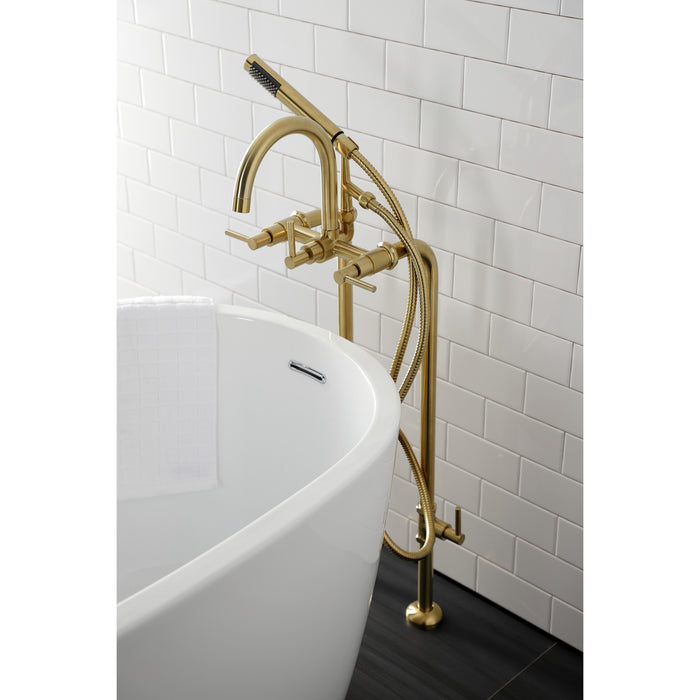 Concord CCK8107DL Freestanding Tub Faucet with Supply Line and Stop Valve, Brushed Brass