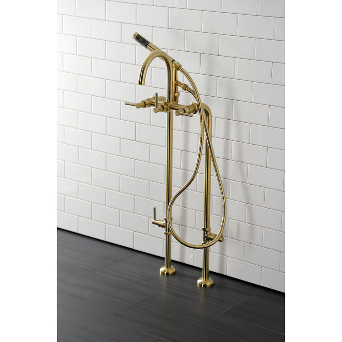 Concord CCK8107DL Freestanding Tub Faucet with Supply Line and Stop Valve, Brushed Brass