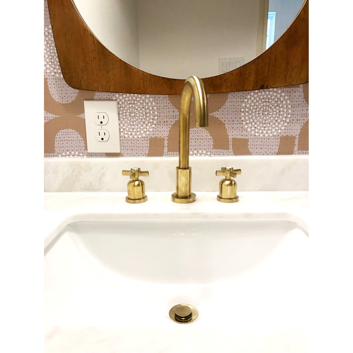 Millennium FSC8923ZX Two-Handle 3-Hole Deck Mount Widespread Bathroom Faucet with Brass Pop-Up Drain, Brushed Brass