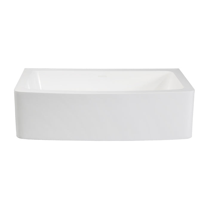 Arcticstone GKFA33229 33-Inch Solid Surface White Stone Apron-Front Single Bowl Farmhouse Kitchen Sink, Matte White