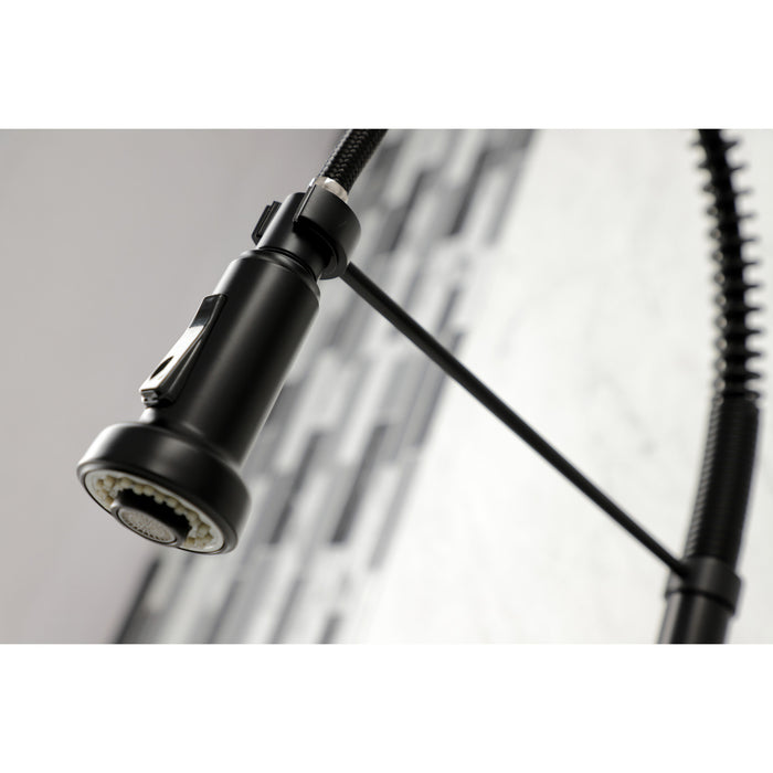 Concord GS8180DL Double-Handle 2-Hole Wall-Mount Pre-Rinse Bridge Kitchen Faucet, Matte Black