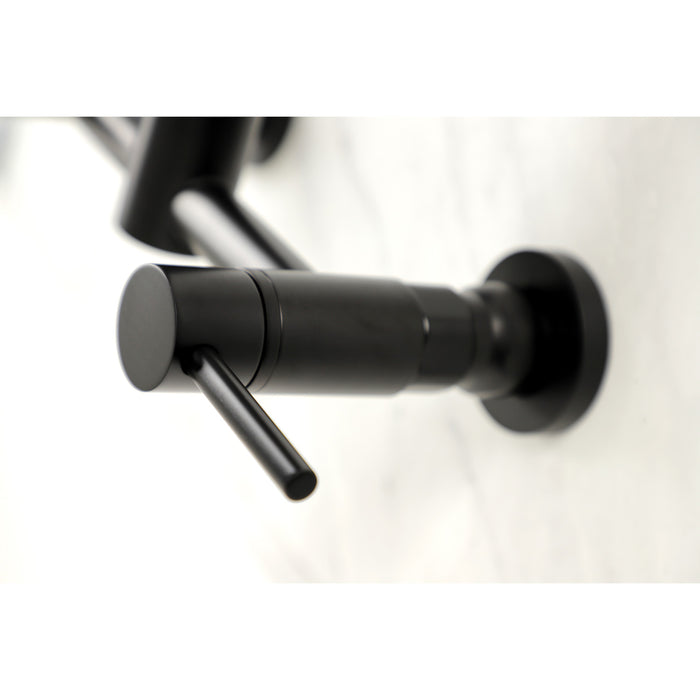 Concord GS8180DL Double-Handle 2-Hole Wall-Mount Pre-Rinse Bridge Kitchen Faucet, Matte Black