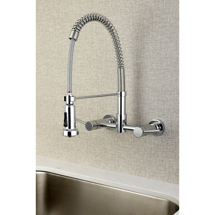 Concord GS8181DL Double-Handle 2-Hole Wall-Mount Pre-Rinse Bridge Kitchen Faucet, Polished Chrome