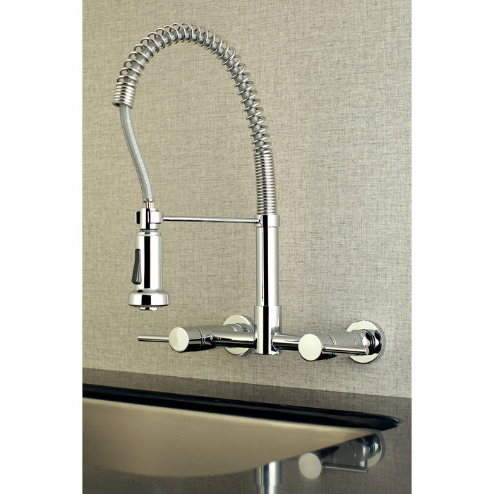 Concord GS8181DL Double-Handle 2-Hole Wall-Mount Pre-Rinse Bridge Kitchen Faucet, Polished Chrome