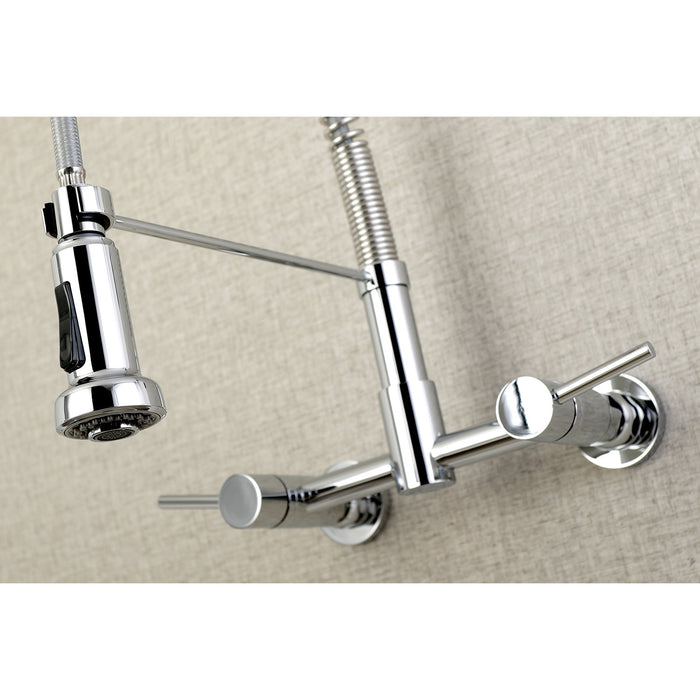 Concord GS8181DL Double-Handle 2-Hole Wall-Mount Pre-Rinse Bridge Kitchen Faucet, Polished Chrome