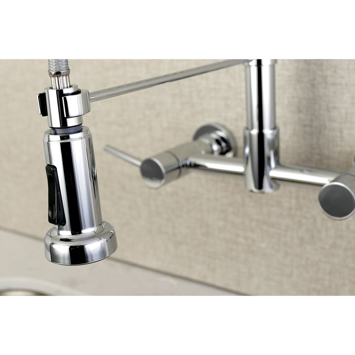 Concord GS8181DL Double-Handle 2-Hole Wall-Mount Pre-Rinse Bridge Kitchen Faucet, Polished Chrome