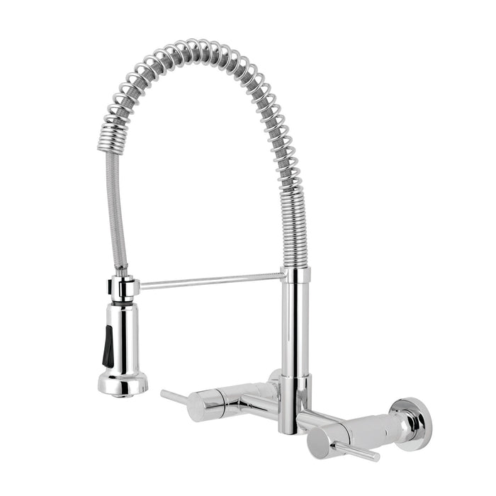 Concord GS8181DL Double-Handle 2-Hole Wall-Mount Pre-Rinse Bridge Kitchen Faucet, Polished Chrome