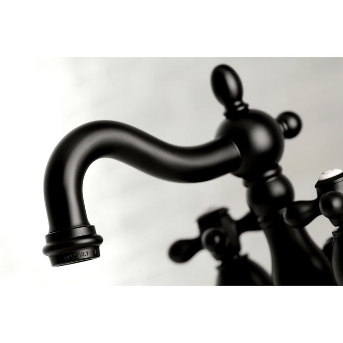 Heritage KB1600AX Double-Handle 3-Hole Deck Mount 4-Inch Centerset Bathroom Faucet with Pop-Up Drain, Matte Black