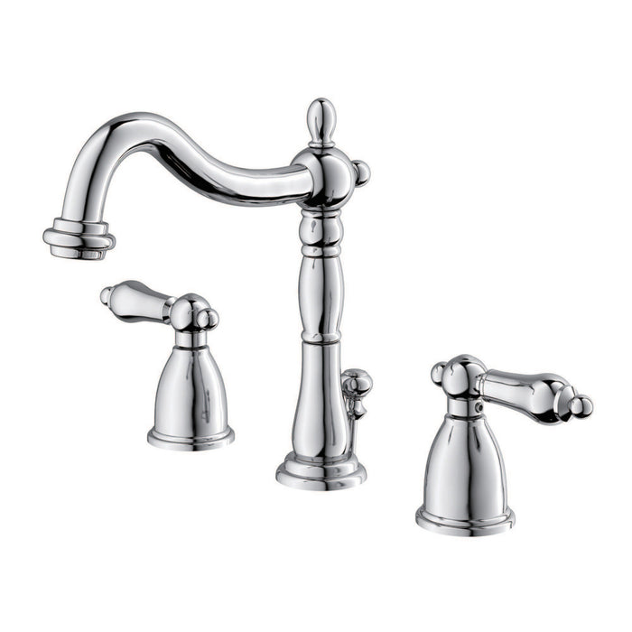 Heritage KB1971AL Two-Handle 3-Hole Deck Mount Widespread Bathroom Faucet with Pop-Up Drain, Polished Chrome