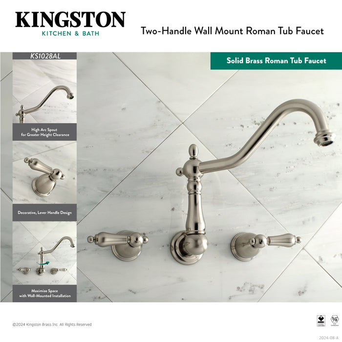 Heritage KS1021AL Two-Handle 3-Hole Wall Mount Roman Tub Faucet, Polished Chrome