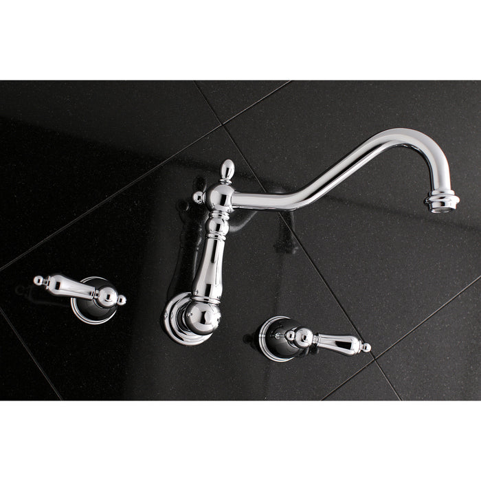 Heritage KS1021AL Two-Handle 3-Hole Wall Mount Roman Tub Faucet, Polished Chrome