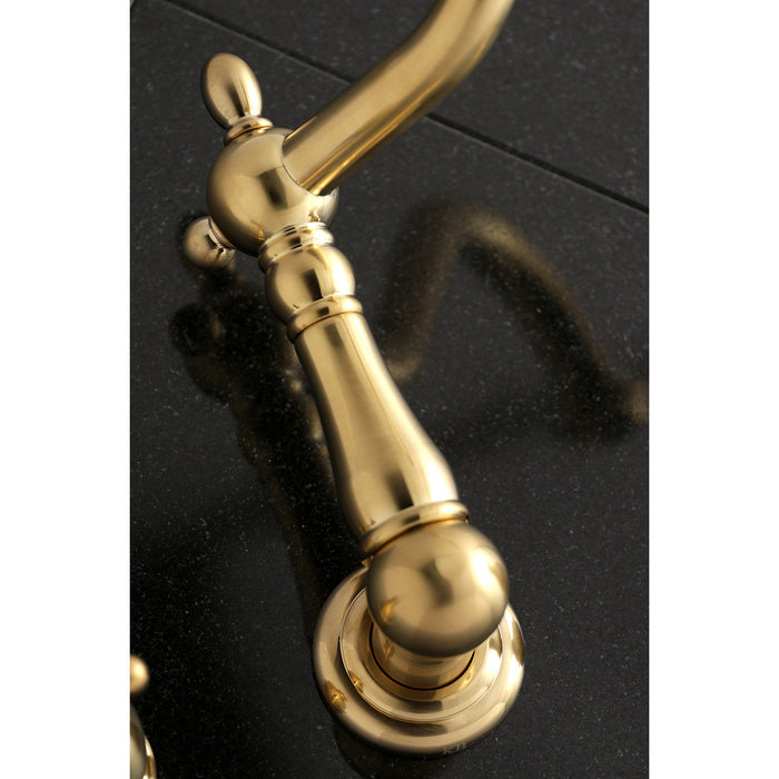 Heritage KS1027AL Two-Handle 3-Hole Wall Mount Roman Tub Faucet, Brushed Brass