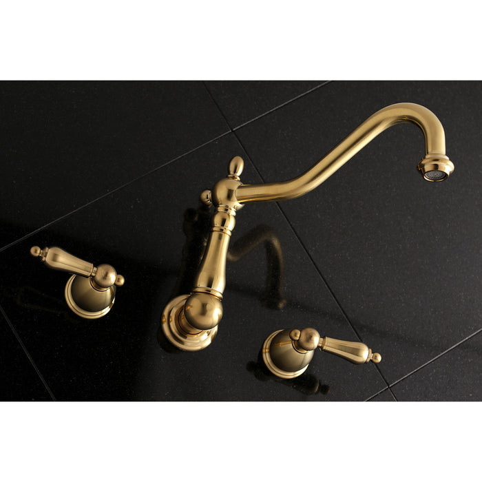 Heritage KS1027AL Two-Handle 3-Hole Wall Mount Roman Tub Faucet, Brushed Brass