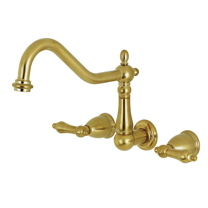 Heritage KS1027AL Two-Handle 3-Hole Wall Mount Roman Tub Faucet, Brushed Brass