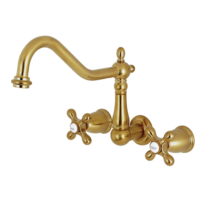 Heritage KS1027AX Two-Handle 3-Hole Wall Mount Roman Tub Faucet, Brushed Brass