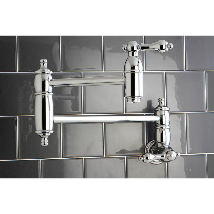 Restoration KS3101AL Two-Handle 1-Hole Wall Mount Pot Filler Faucet, Polished Chrome