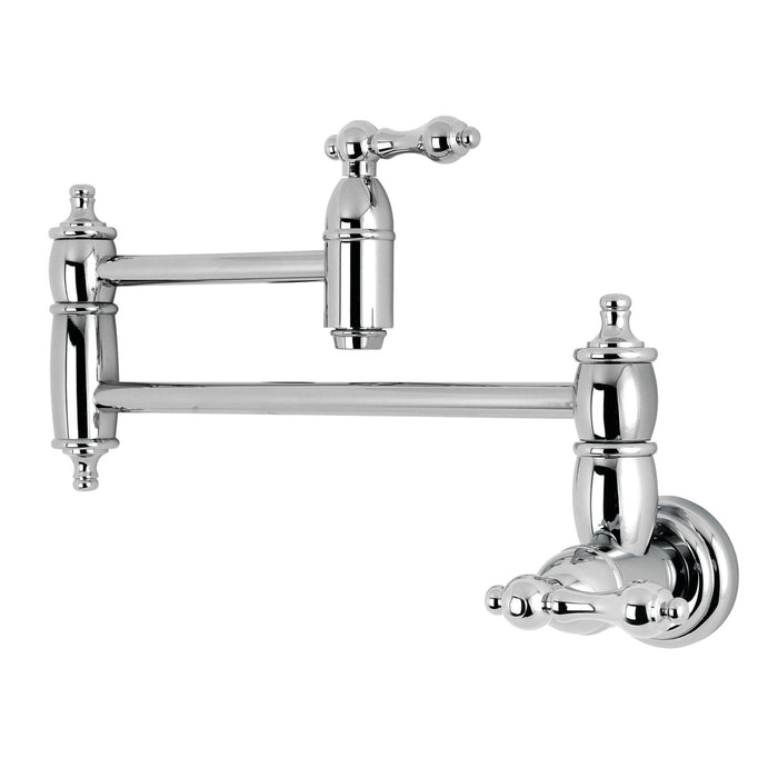 Restoration KS3101AL Two-Handle 1-Hole Wall Mount Pot Filler Faucet, Polished Chrome