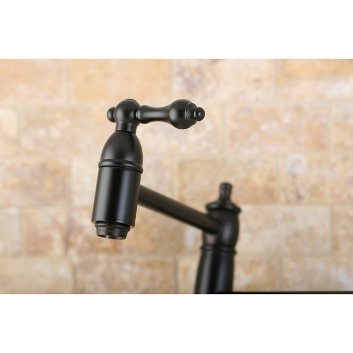 Restoration KS3105AL Two-Handle 1-Hole Wall Mount Pot Filler Faucet, Oil Rubbed Bronze