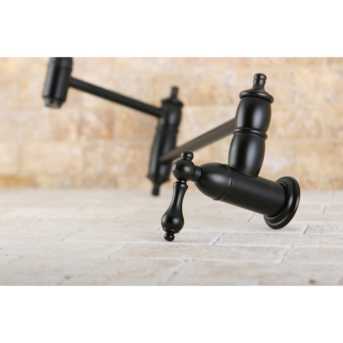 Restoration KS3105AL Two-Handle 1-Hole Wall Mount Pot Filler Faucet, Oil Rubbed Bronze