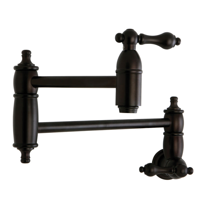 Restoration KS3105AL Two-Handle 1-Hole Wall Mount Pot Filler Faucet, Oil Rubbed Bronze