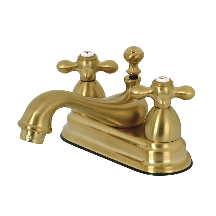 Restoration KS3607AX Double-Handle 3-Hole Deck Mount 4-Inch Centerset Bathroom Faucet with Brass Pop-Up, Brushed Brass