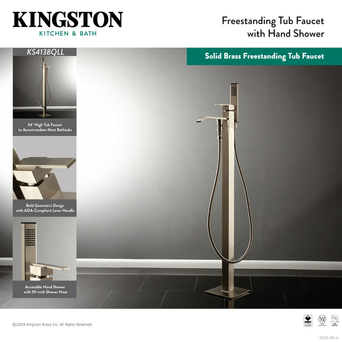 Executive KS4138QLL Single-Handle 1-Hole Freestanding Tub Faucet with Hand Shower, Brushed Nickel