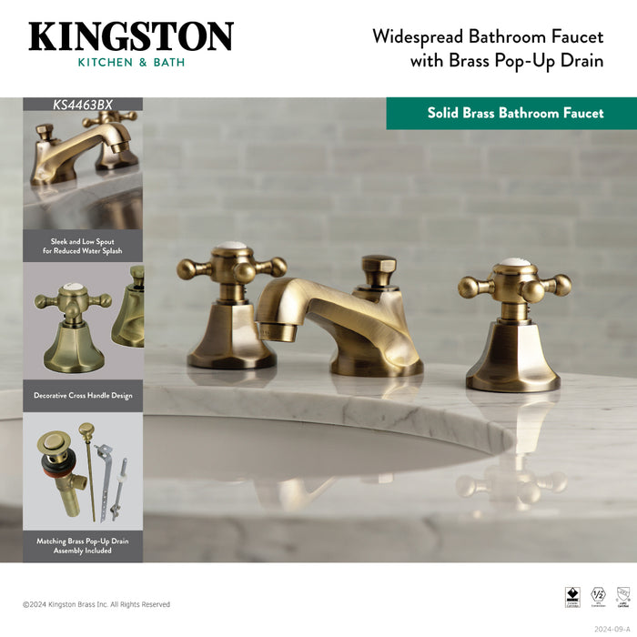 Metropolitan KS4460BX Two-Handle 3-Hole Deck Mount Widespread Bathroom Faucet with Brass Pop-Up Drain, Matte Black