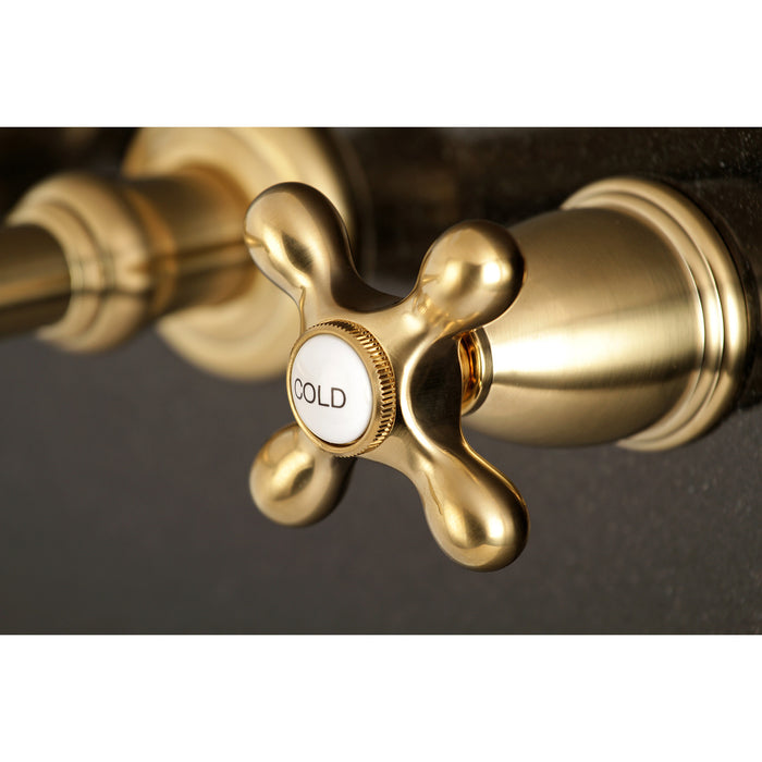 English Country KS7027AX Two-Handle 3-Hole Wall Mount Roman Tub Faucet, Brushed Brass