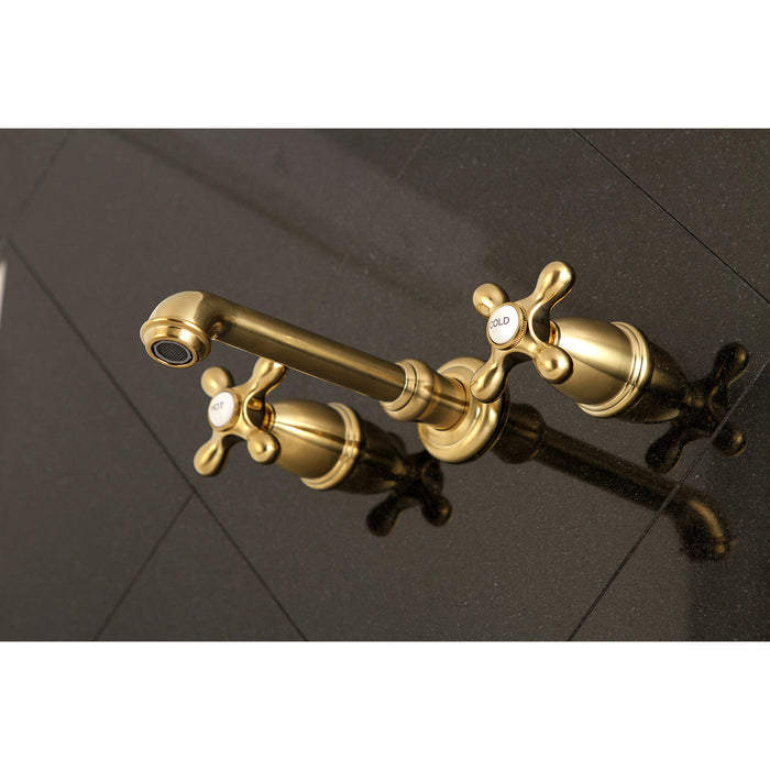 English Country KS7027AX Two-Handle 3-Hole Wall Mount Roman Tub Faucet, Brushed Brass