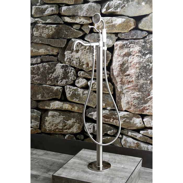 English Country KS7138ABL Single-Handle 1-Hole Freestanding Tub Faucet with Hand Shower, Brushed Nickel