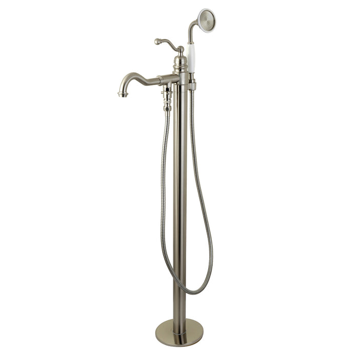 English Country KS7138ABL Single-Handle 1-Hole Freestanding Tub Faucet with Hand Shower, Brushed Nickel