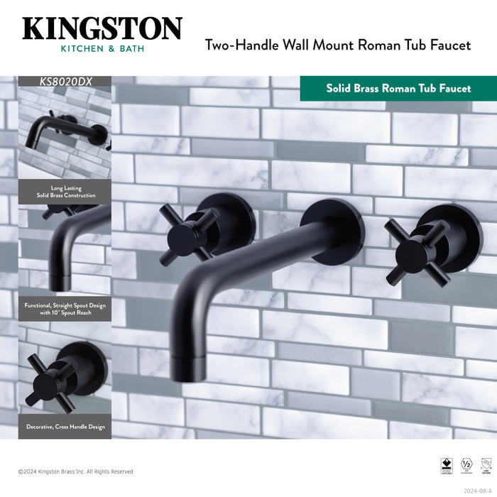 Concord KS8020DX Two-Handle 3-Hole Wall Mount Roman Tub Faucet, Matte Black