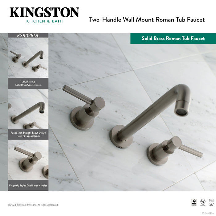 Concord KS8027DL Two-Handle 3-Hole Wall Mount Roman Tub Faucet, Brushed Brass