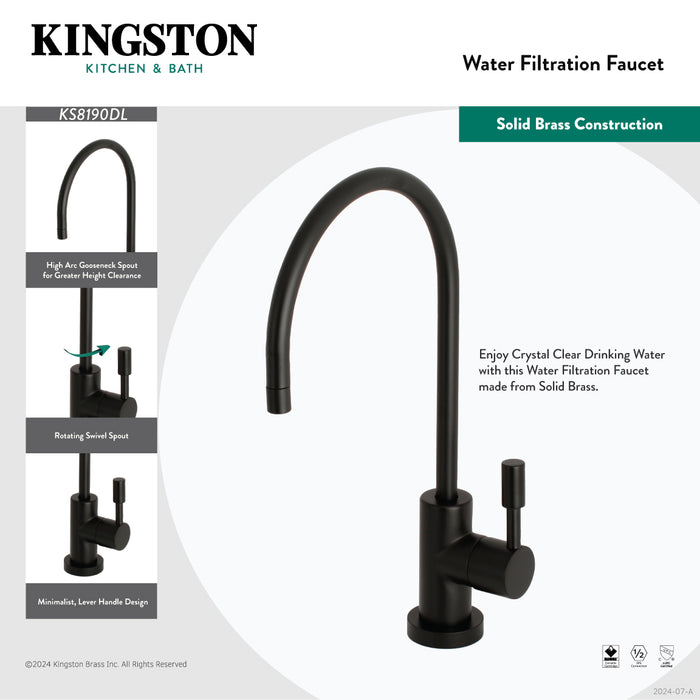 Concord KS8190DL Single-Handle 1-Hole Deck Mount Water Filtration Faucet, Matte Black