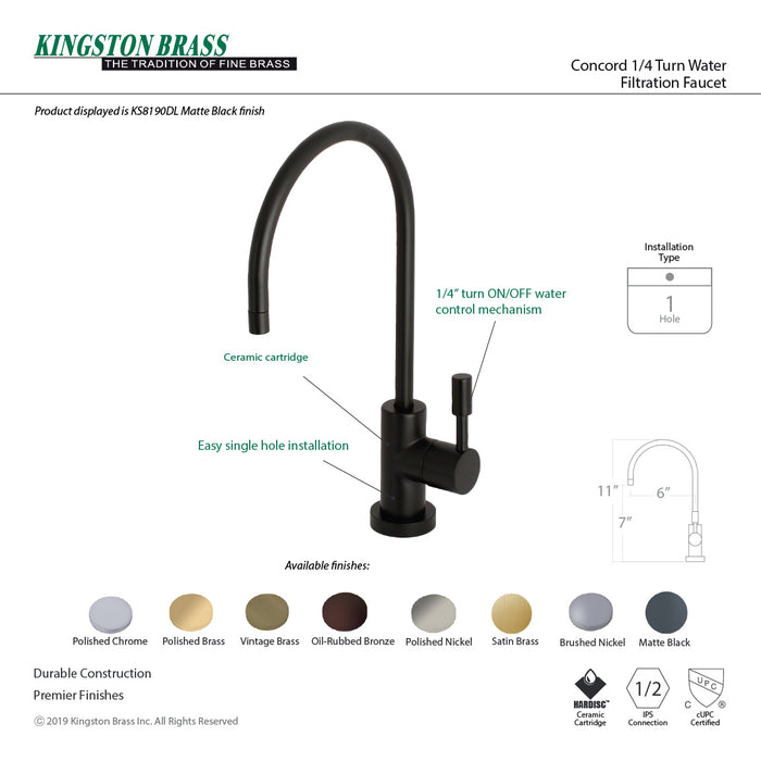 Concord KS8191DL Single-Handle 1-Hole Deck Mount Water Filtration Faucet, Polished Chrome