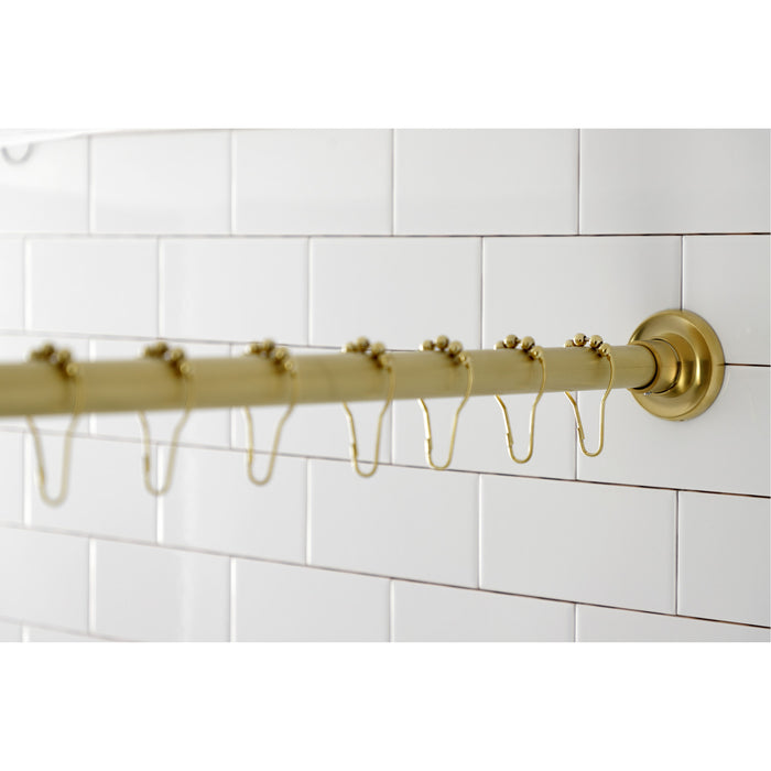 Edenscape KSR607 60-Inch to 72-Inch Adjustable Shower Curtain Rod with Rings Combo, Brushed Brass