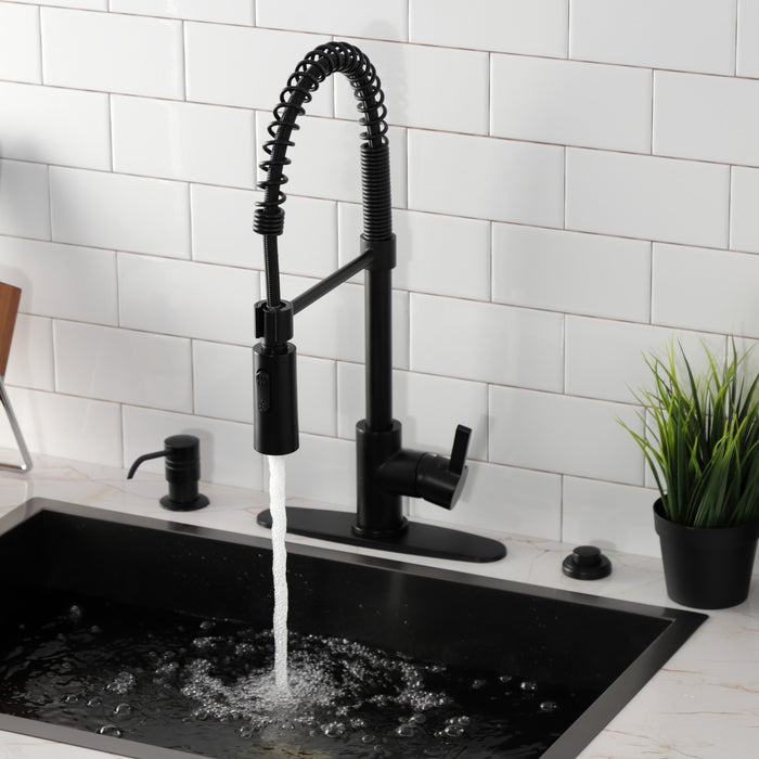 Continental LS8770CTL Single-Handle 1-Hole Deck Mount Pre-Rinse Kitchen Faucet, Matte Black