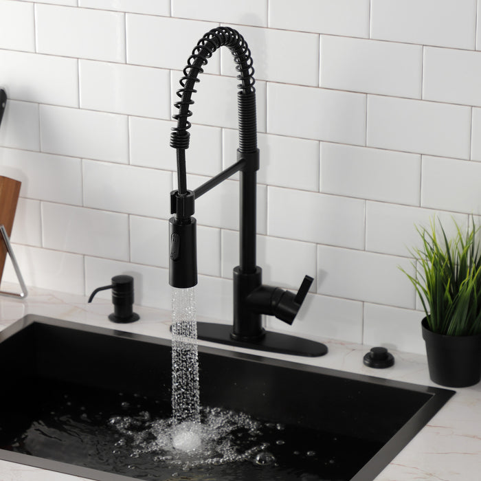 Continental LS8770CTL Single-Handle 1-Hole Deck Mount Pre-Rinse Kitchen Faucet, Matte Black