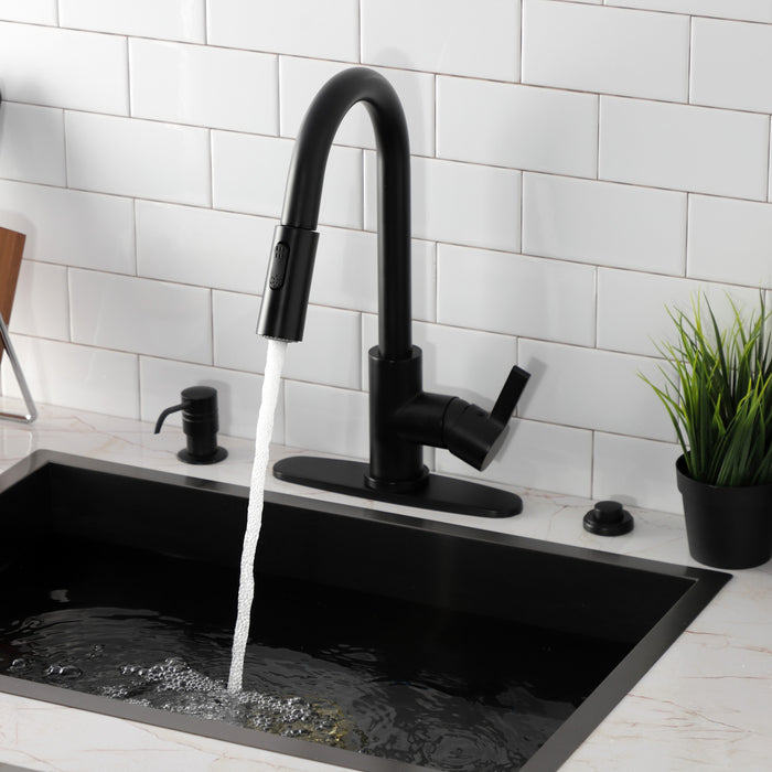 Continental LS8780CTL Single-Handle Pull-Down Kitchen Faucet, Matte Black